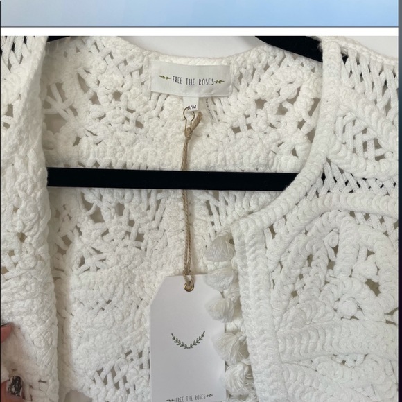 COPY - Beautiful crochet bright white jacket size M - Picture 3 of 6